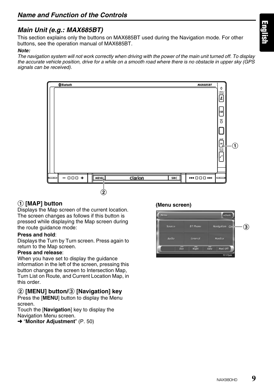 English | Clarion NAX980HD User Manual | Page 8 / 59