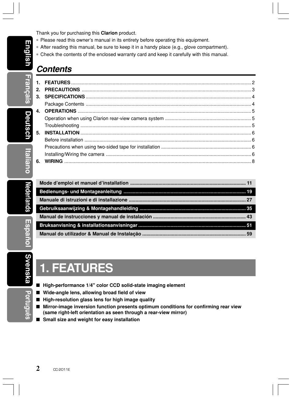 Clarion CC-2011E User Manual | Page 2 / 10