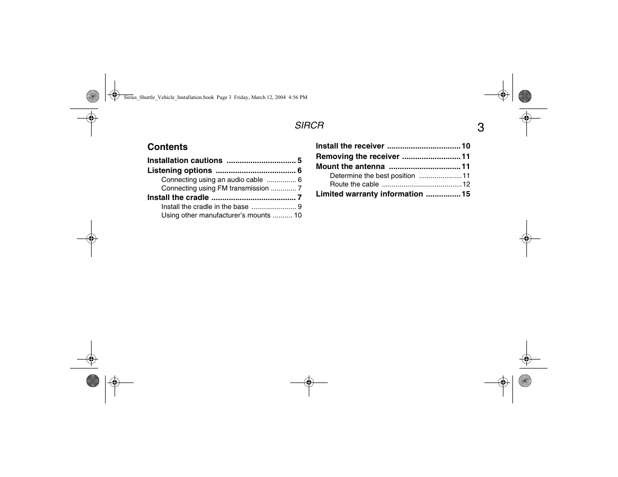 Clarion SIRIUS SIRCR User Manual | Page 5 / 20