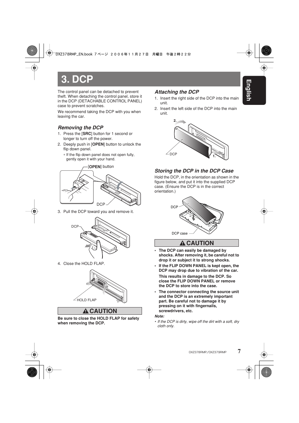 English 7, Caution | Clarion DXZ378RMP User Manual | Page 7 / 39