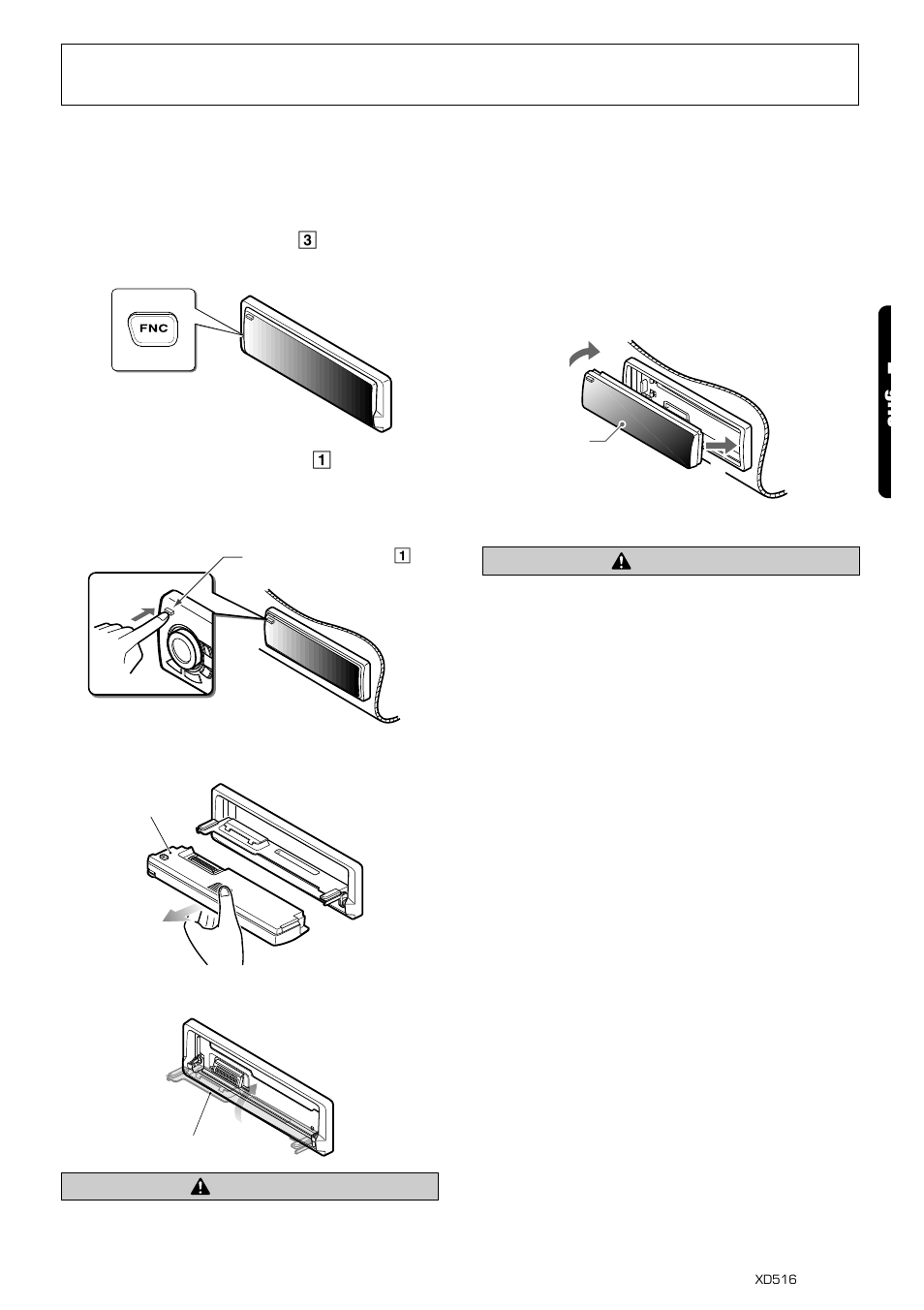 7e glis, Removing the dcp, Attaching the dcp | Caution | Clarion XD516 User Manual | Page 5 / 16