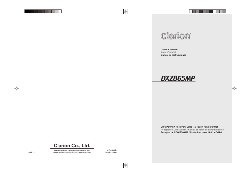 Clarion DXZ865MP User Manual | 46 pages