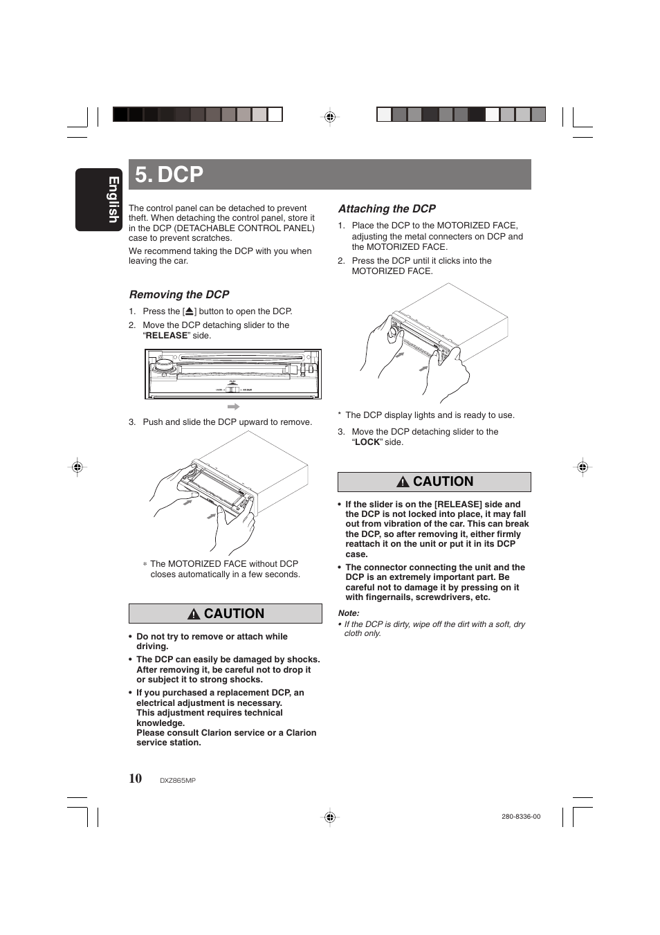 English, Caution | Clarion DXZ865MP User Manual | Page 10 / 46