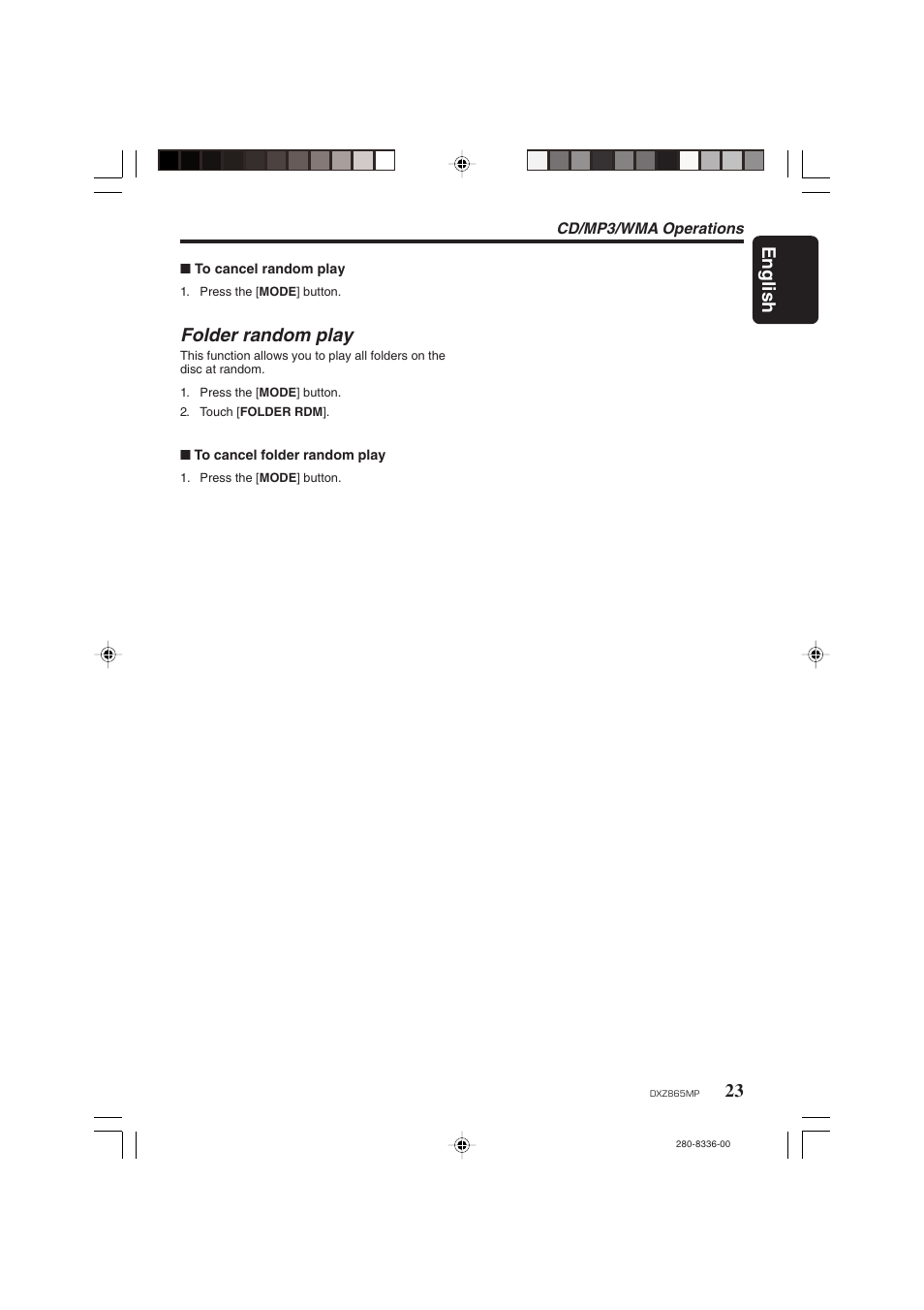 23 english, Folder random play | Clarion DXZ865MP User Manual | Page 23 / 46