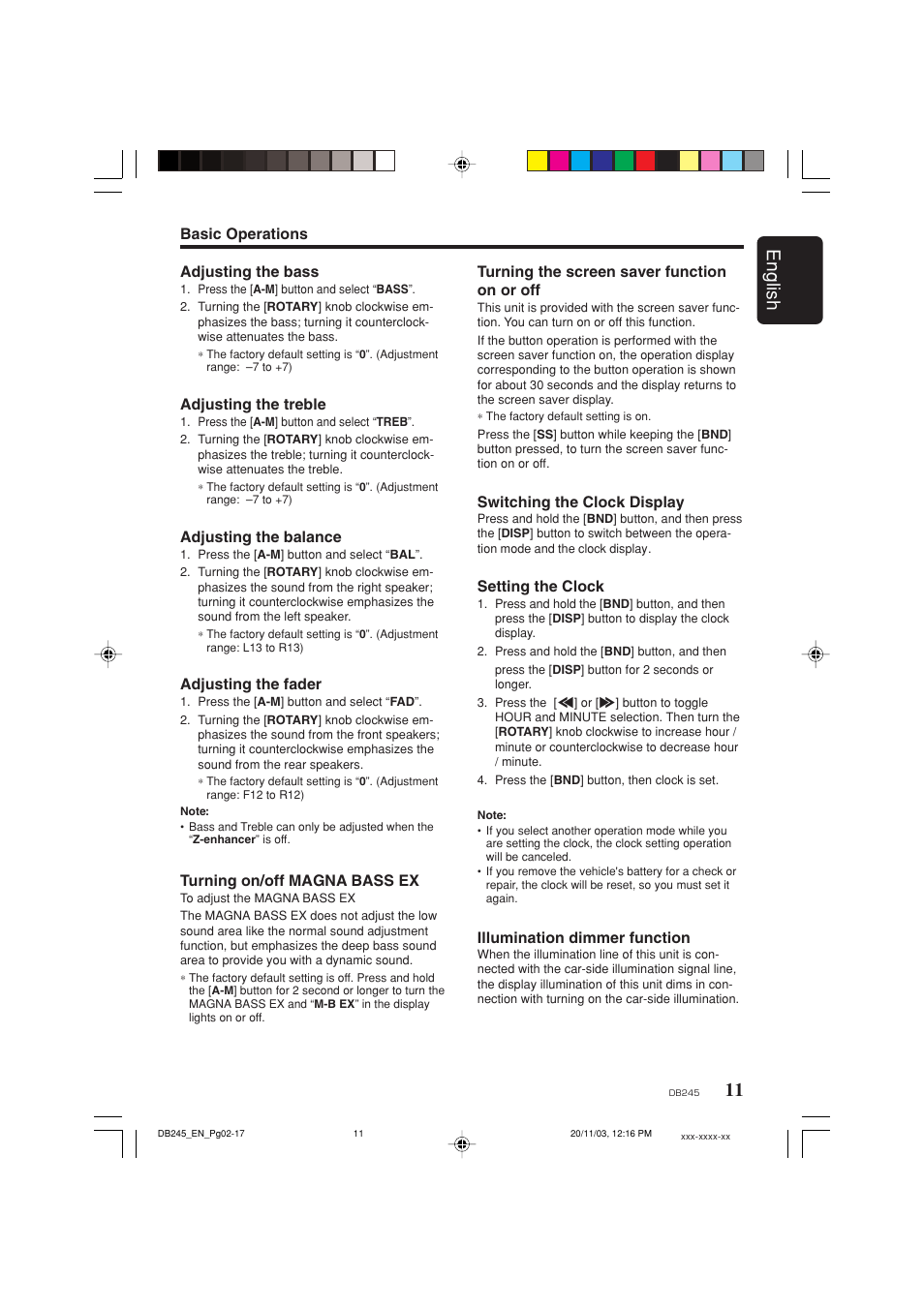11 english | Clarion DB245 User Manual | Page 10 / 16