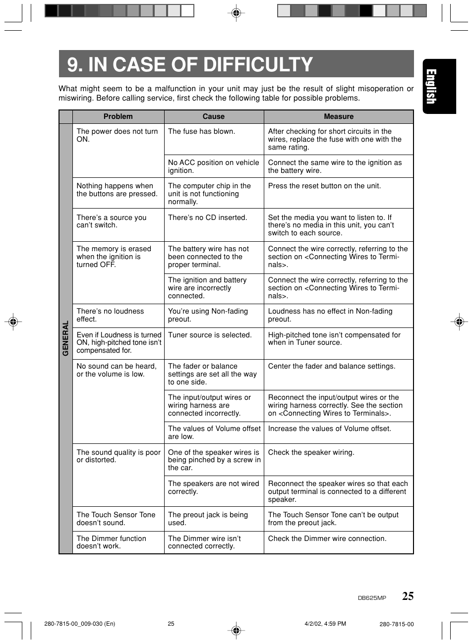 Clarion DB625MP User Manual | Page 21 / 80