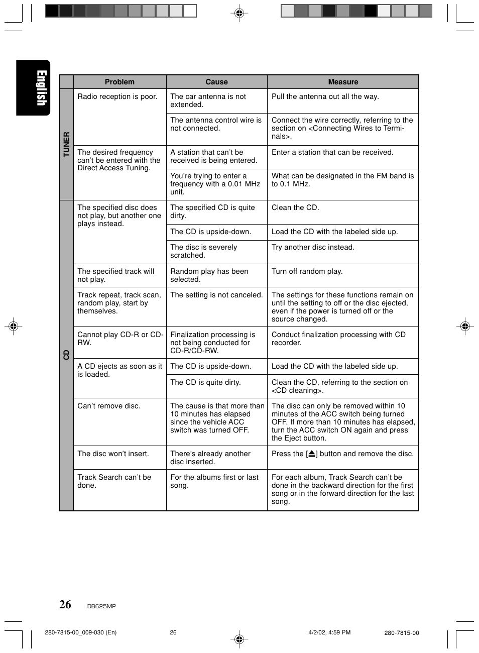Clarion DB625MP User Manual | Page 22 / 80