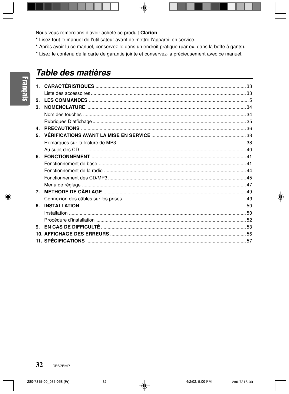 Clarion DB625MP User Manual | Page 28 / 80