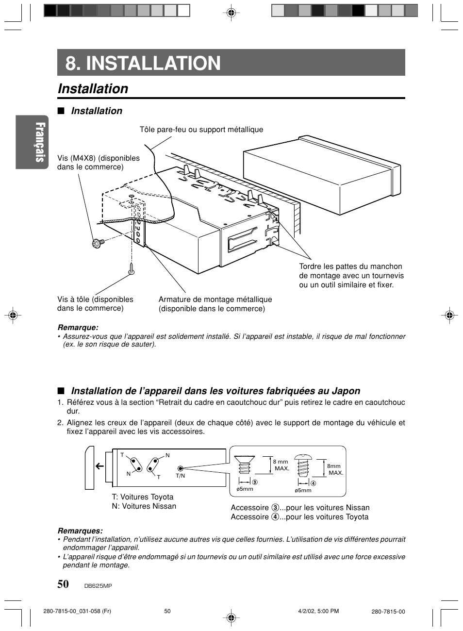 Installation | Clarion DB625MP User Manual | Page 46 / 80