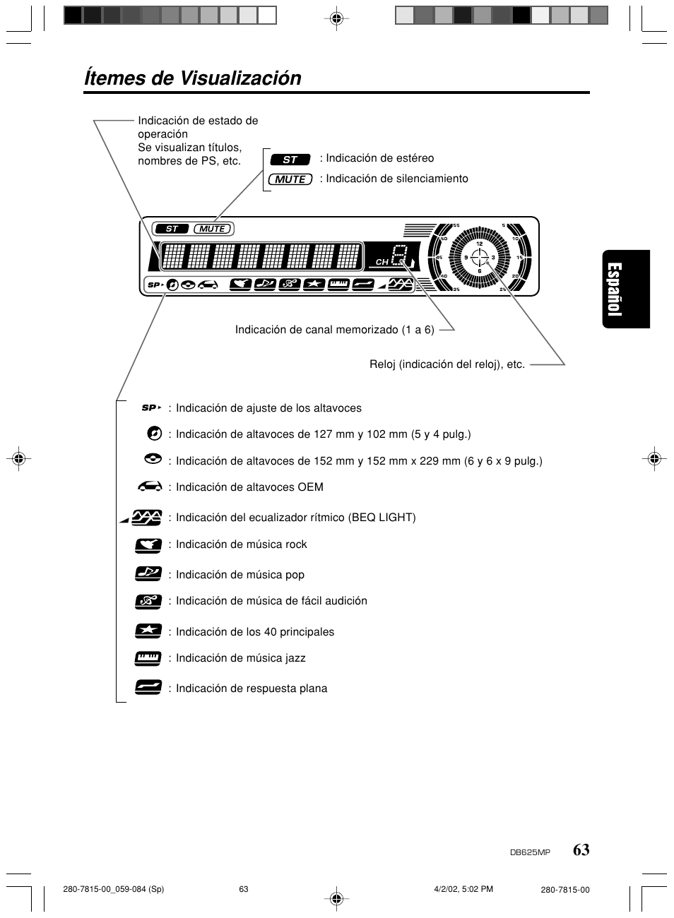 Ítemes de visualización | Clarion DB625MP User Manual | Page 59 / 80