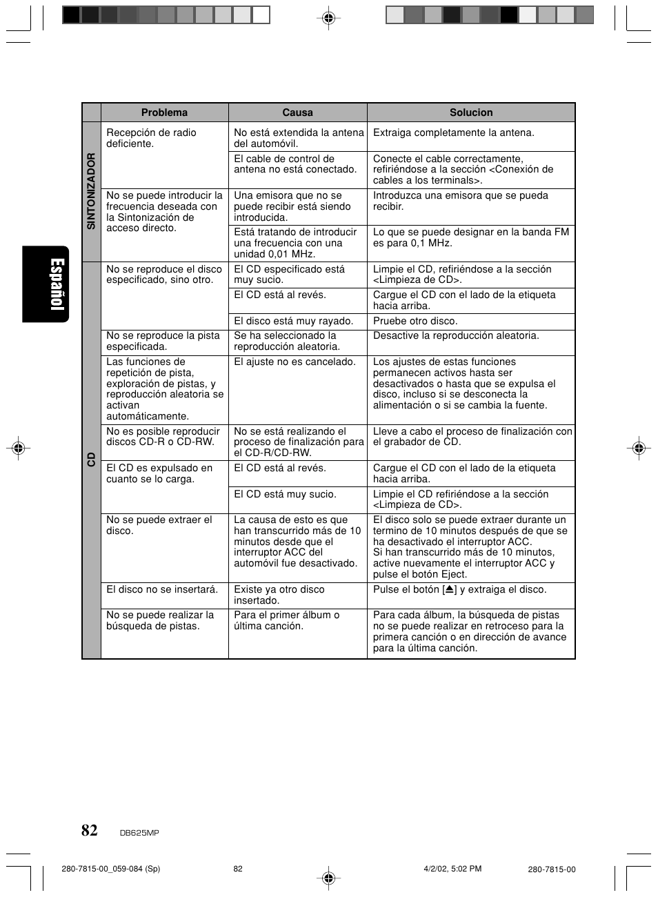 Clarion DB625MP User Manual | Page 78 / 80