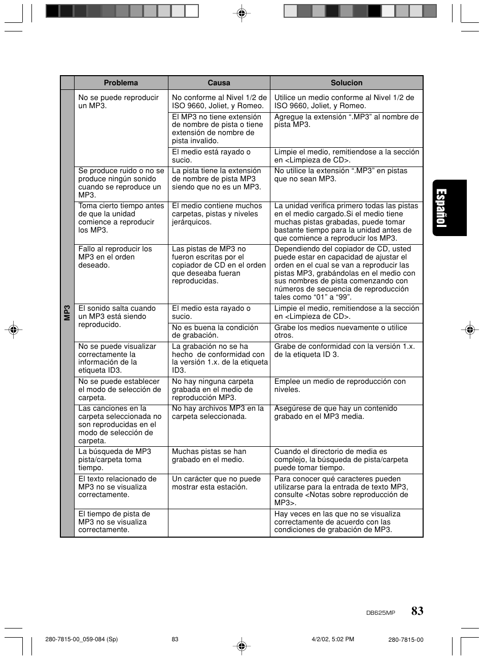Clarion DB625MP User Manual | Page 79 / 80