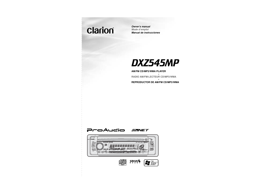 Clarion DXZ545MP User Manual | 41 pages