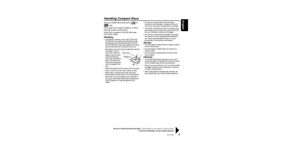 Disc compatibility, Handling compact discs, 4english | Clarion DXZ545MP User Manual | Page 4 / 41