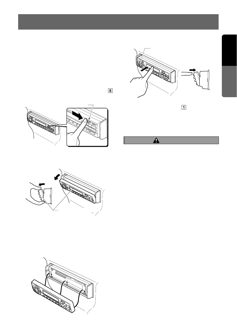 11 english, Caution, Removing the dcp | Attaching the dcp | Clarion pro audio vrx 630 User Manual | Page 7 / 38