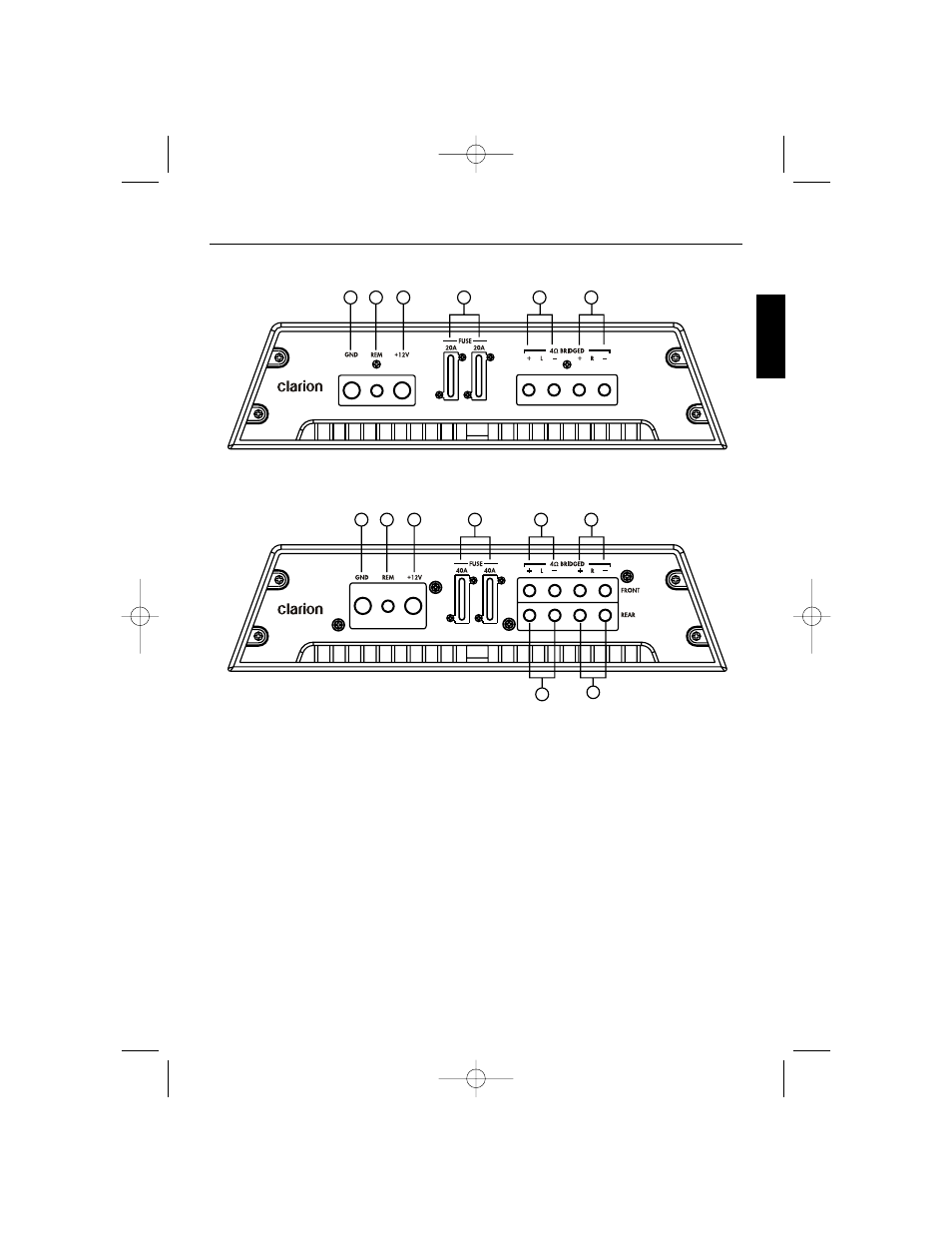 English, Power and speaker connections | Clarion APX2181 User Manual | Page 13 / 80