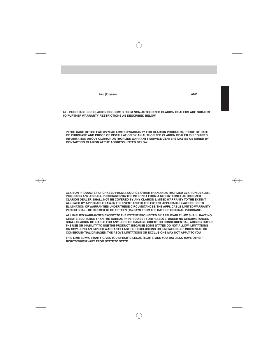 English, 2-year limited warranty information | Clarion APX2181 User Manual | Page 27 / 80