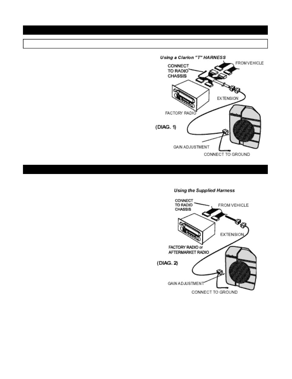 Ia. wiring using a clarion “t” harness, Ib. wiring using the supplied harness | Clarion PSW-D-DGIG User Manual | Page 2 / 4