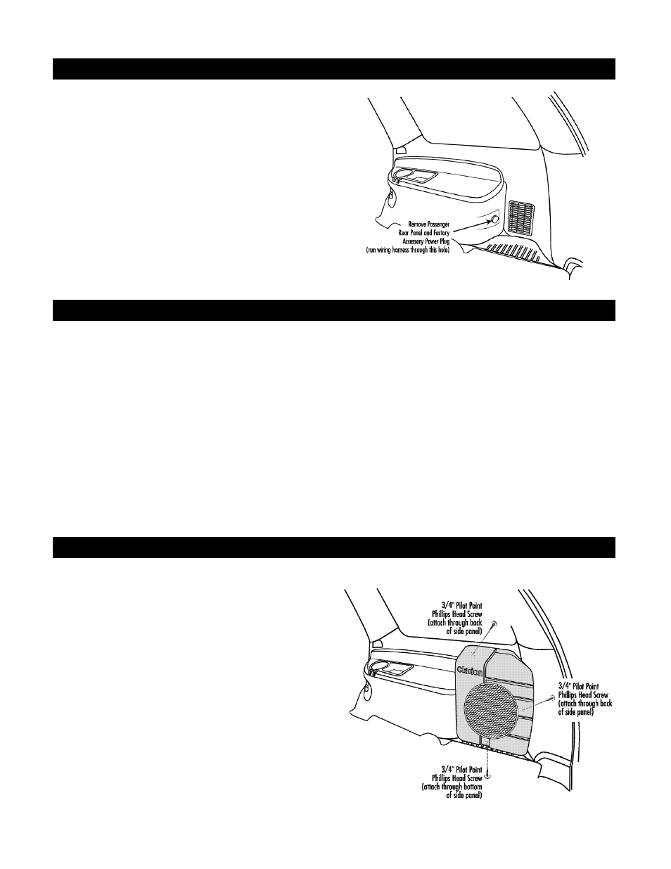 Ii. run wire harness, Iii. test the enclosure, Iv. attach the enclosure to the rear quarter panel | Clarion PSW-D-DGIG User Manual | Page 3 / 4
