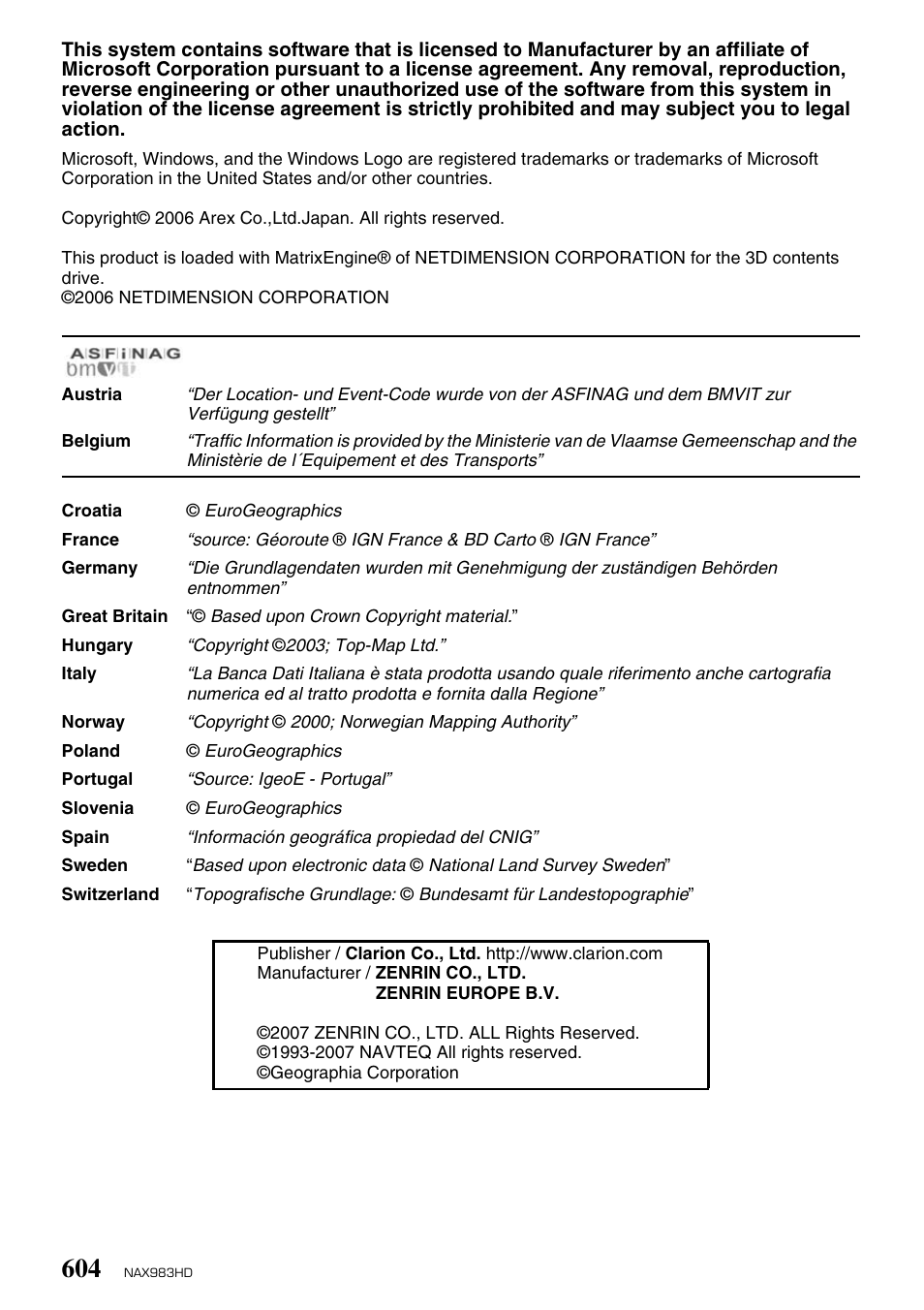 Clarion NAX983HD User Manual | Page 97 / 98
