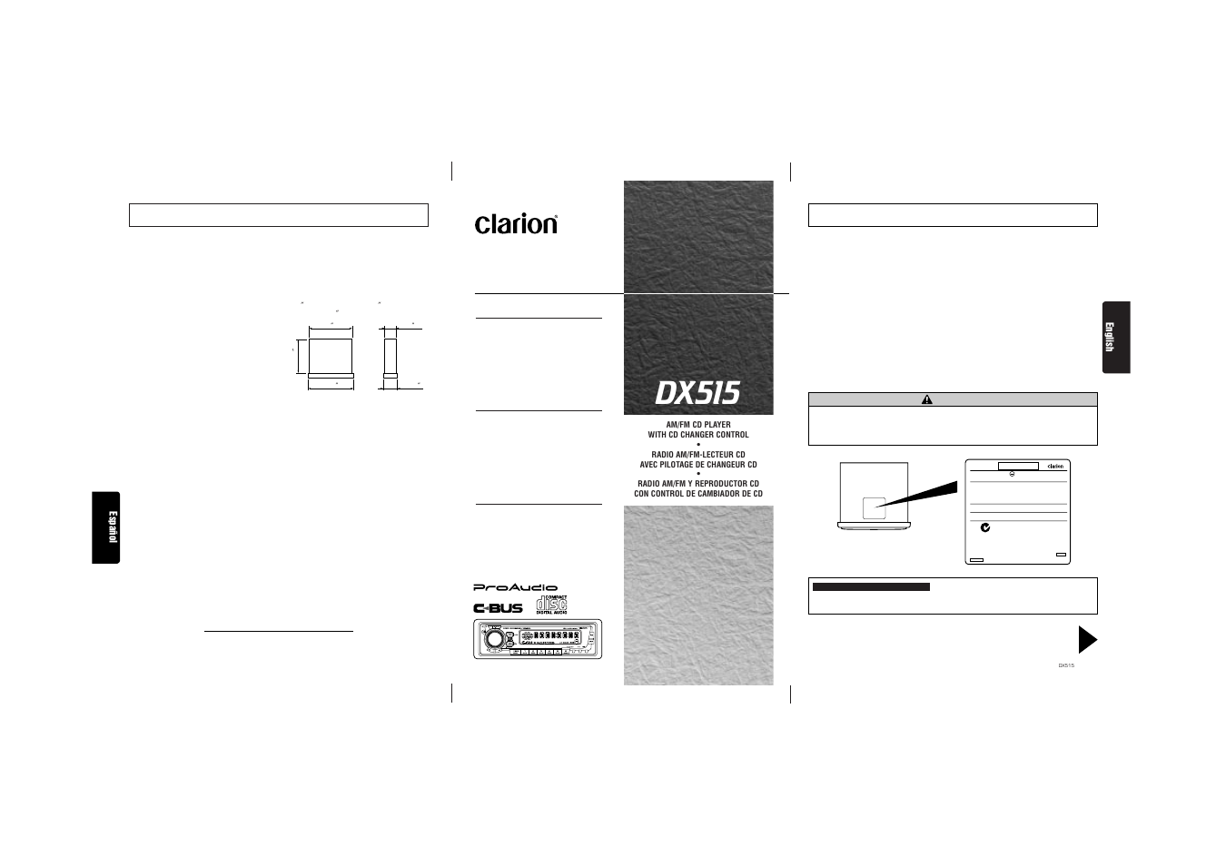 Clarion DX515 User Manual | 16 pages