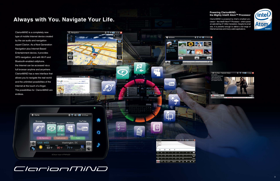 Us_6_7.pdf, Always with you. navigate your life | Clarion Mind NR1UB User Manual | Page 2 / 4
