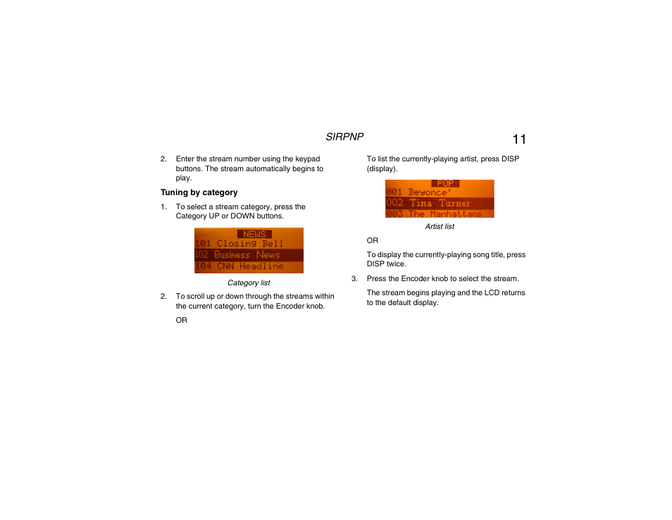 Tuning by category | Clarion RPNP Plug and Play Receiver User Manual | Page 12 / 38