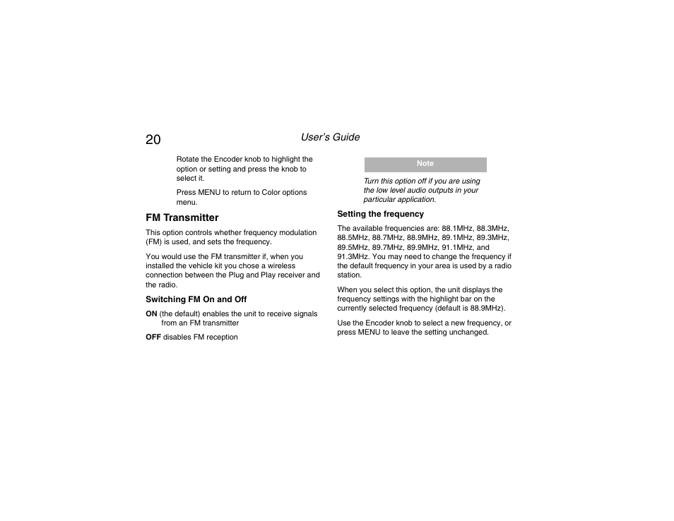 Fm transmitter | Clarion RPNP Plug and Play Receiver User Manual | Page 21 / 38