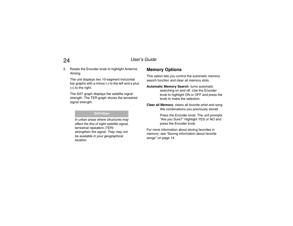 Memory options | Clarion RPNP Plug and Play Receiver User Manual | Page 25 / 38