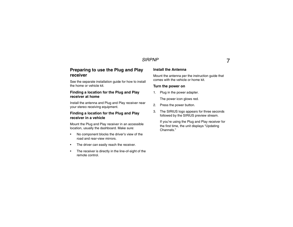 Preparation for use, Power on | Clarion RPNP Plug and Play Receiver User Manual | Page 8 / 38