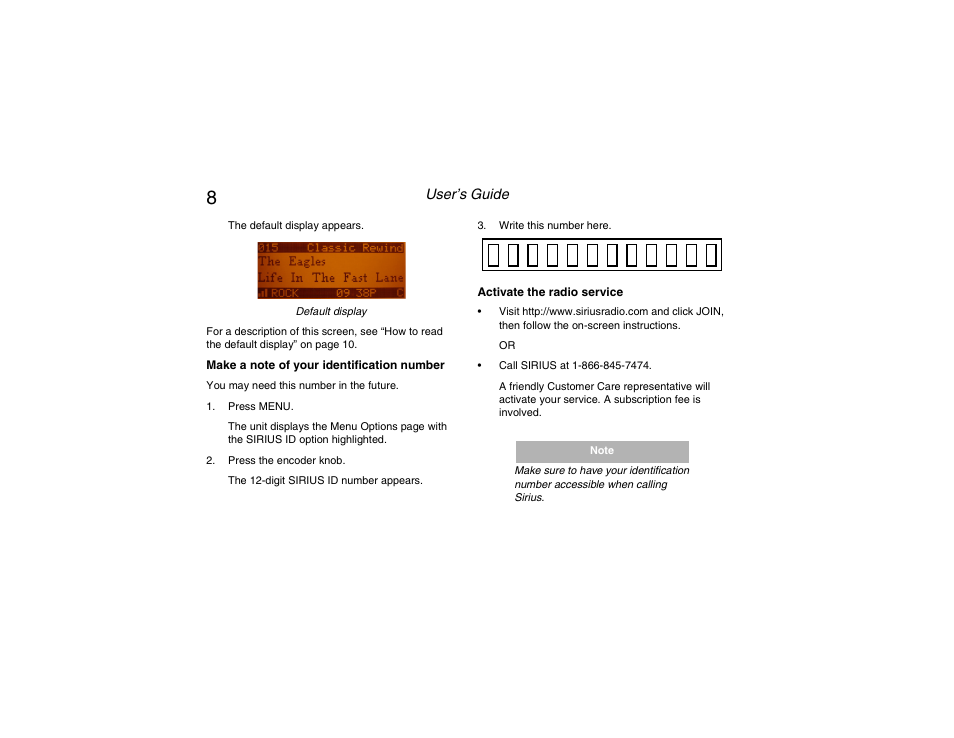 Id number, Activate service | Clarion RPNP Plug and Play Receiver User Manual | Page 9 / 38