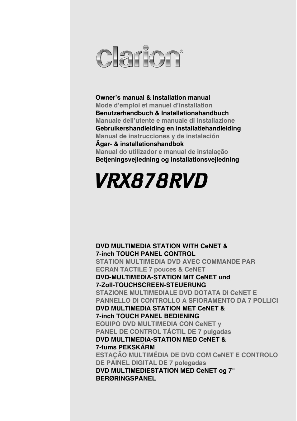 Clarion VRX878RVD User Manual | 79 pages