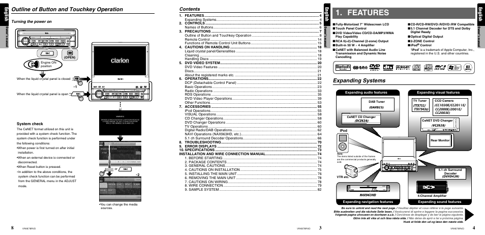 Clarion VRX878RVD User Manual | Page 3 / 79