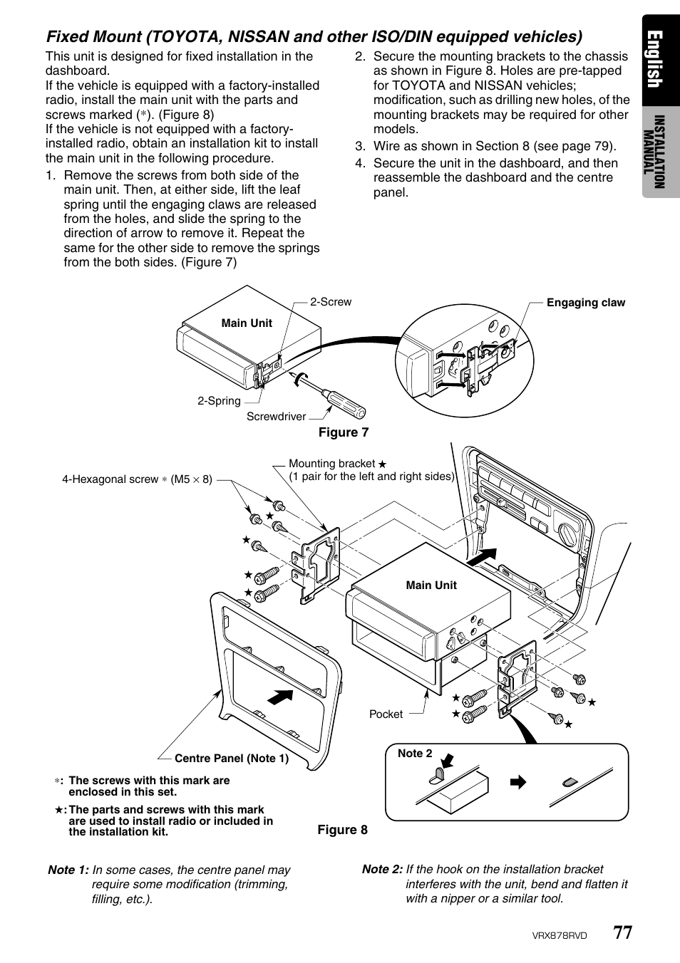 English | Clarion VRX878RVD User Manual | Page 73 / 79
