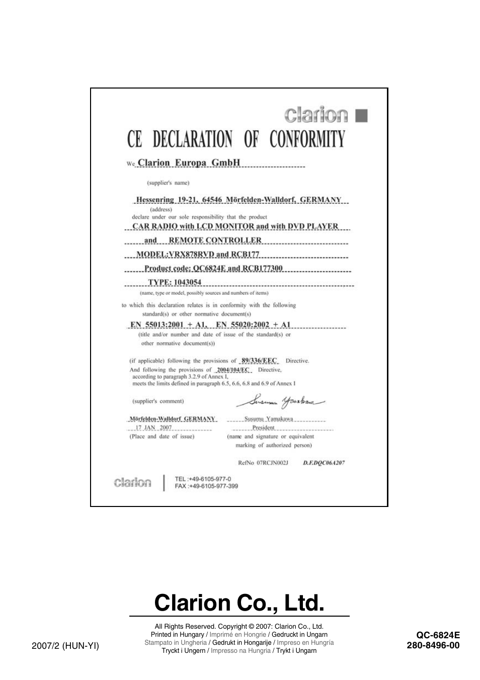 Clarion co., ltd | Clarion VRX878RVD User Manual | Page 79 / 79
