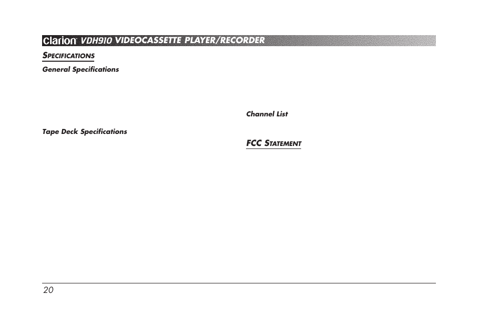 Vdh910 | Clarion VDH910 User Manual | Page 22 / 24
