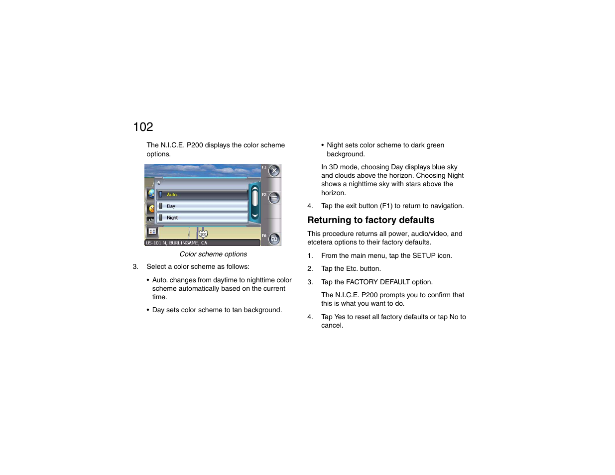 Returning to factory defaults | Clarion P200 User Manual | Page 102 / 156