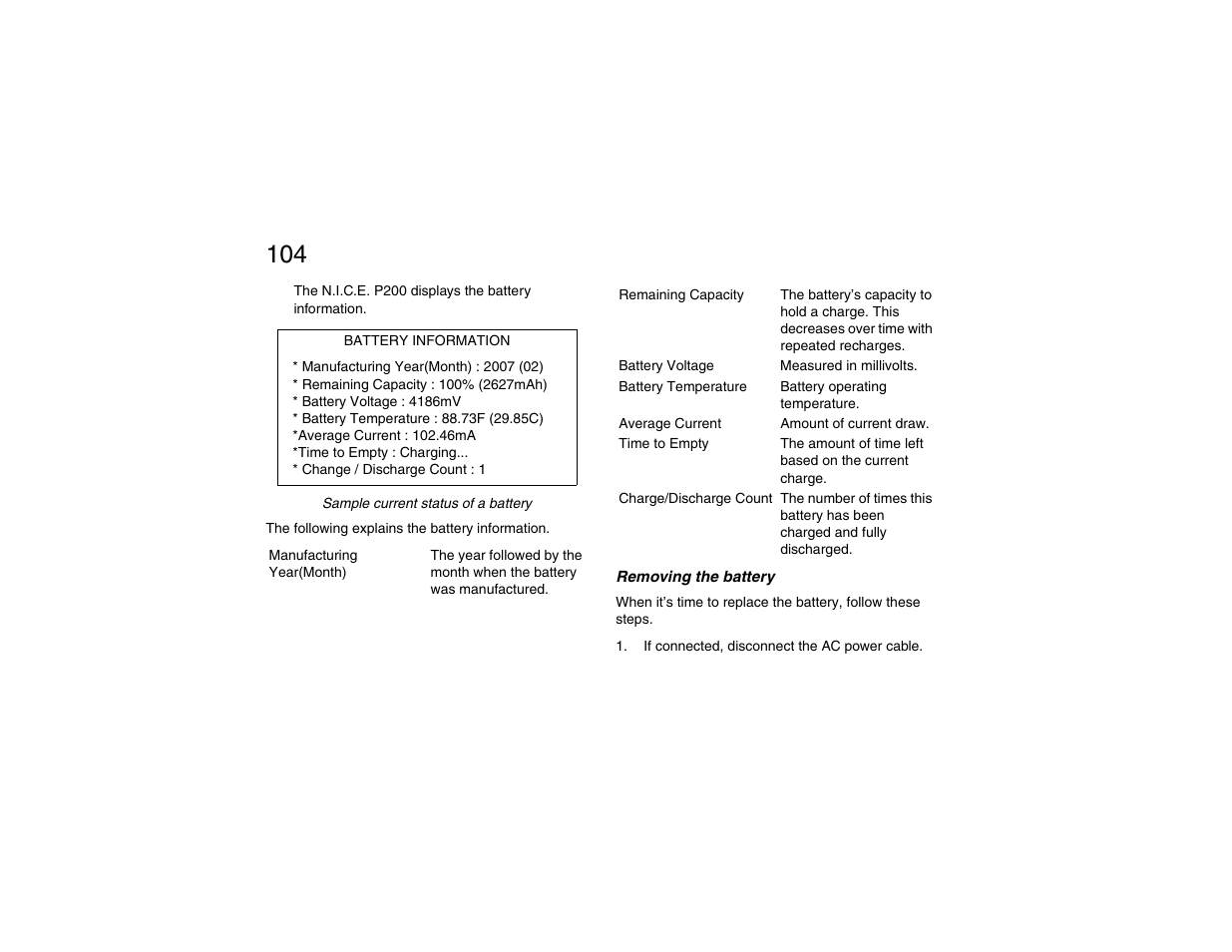 Removing the battery | Clarion P200 User Manual | Page 104 / 156