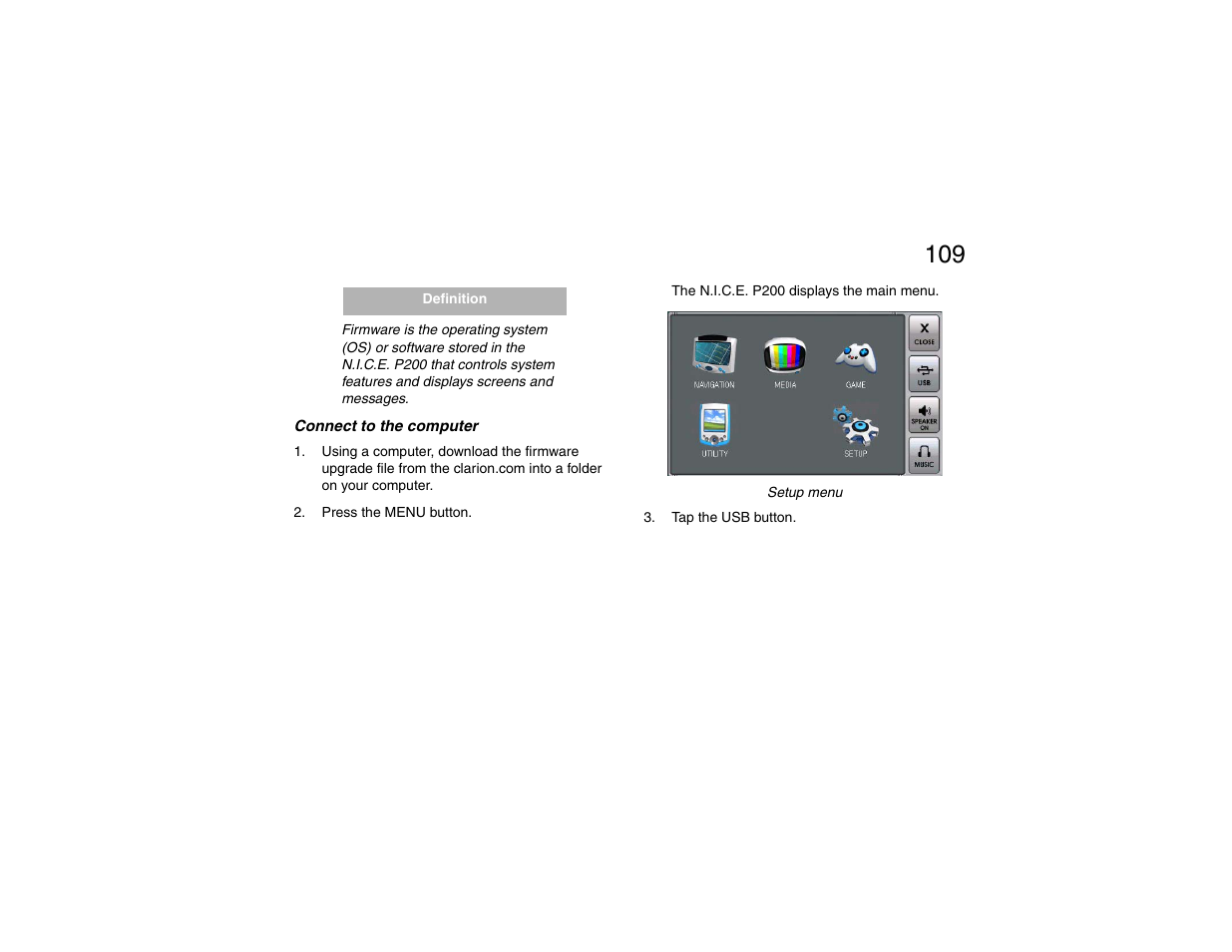 Connect to the computer | Clarion P200 User Manual | Page 109 / 156