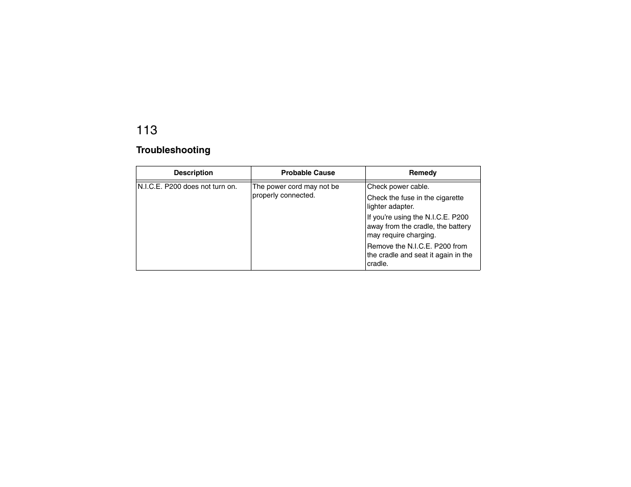 Troubleshooting | Clarion P200 User Manual | Page 113 / 156