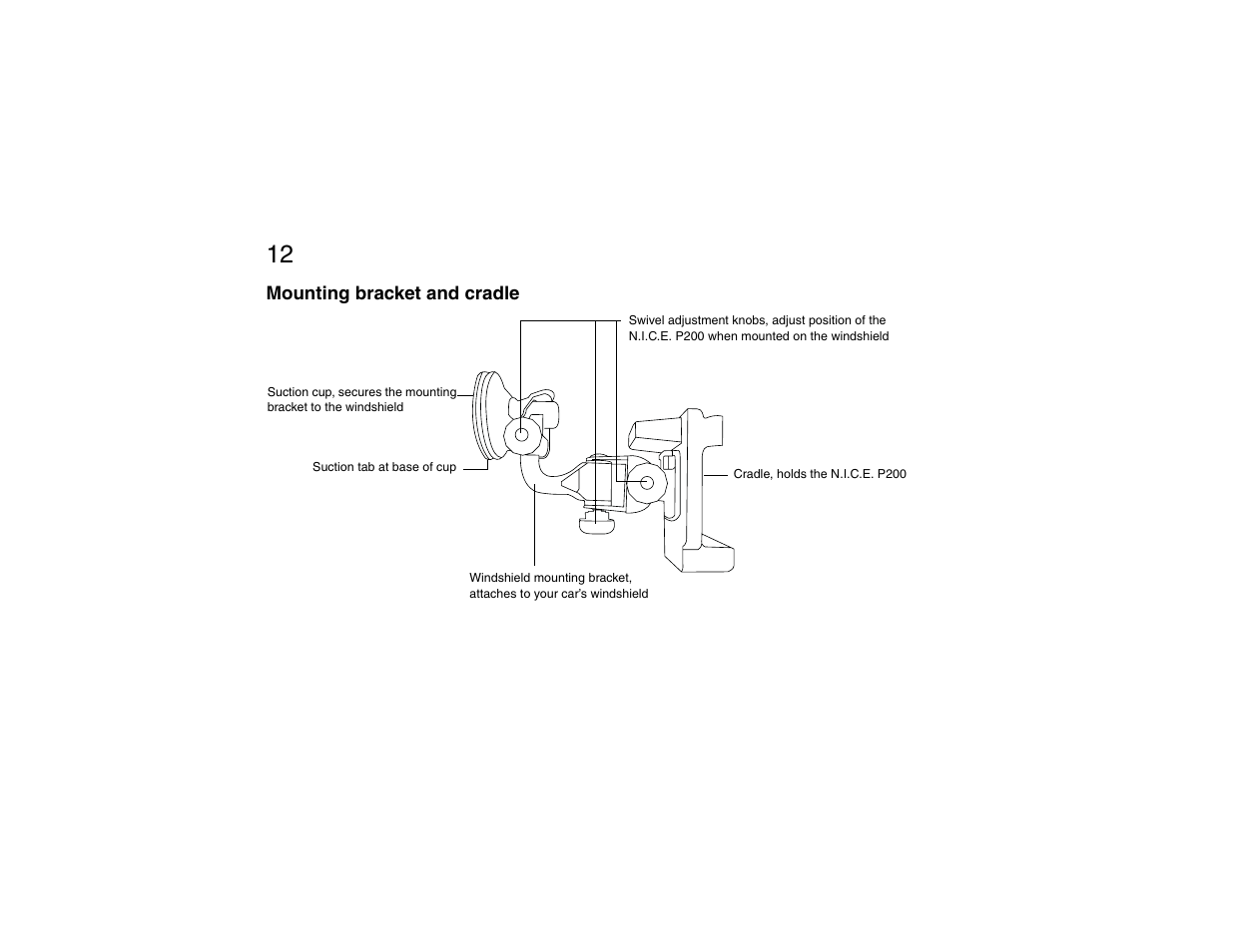 Mounting bracket and cradle | Clarion P200 User Manual | Page 12 / 156