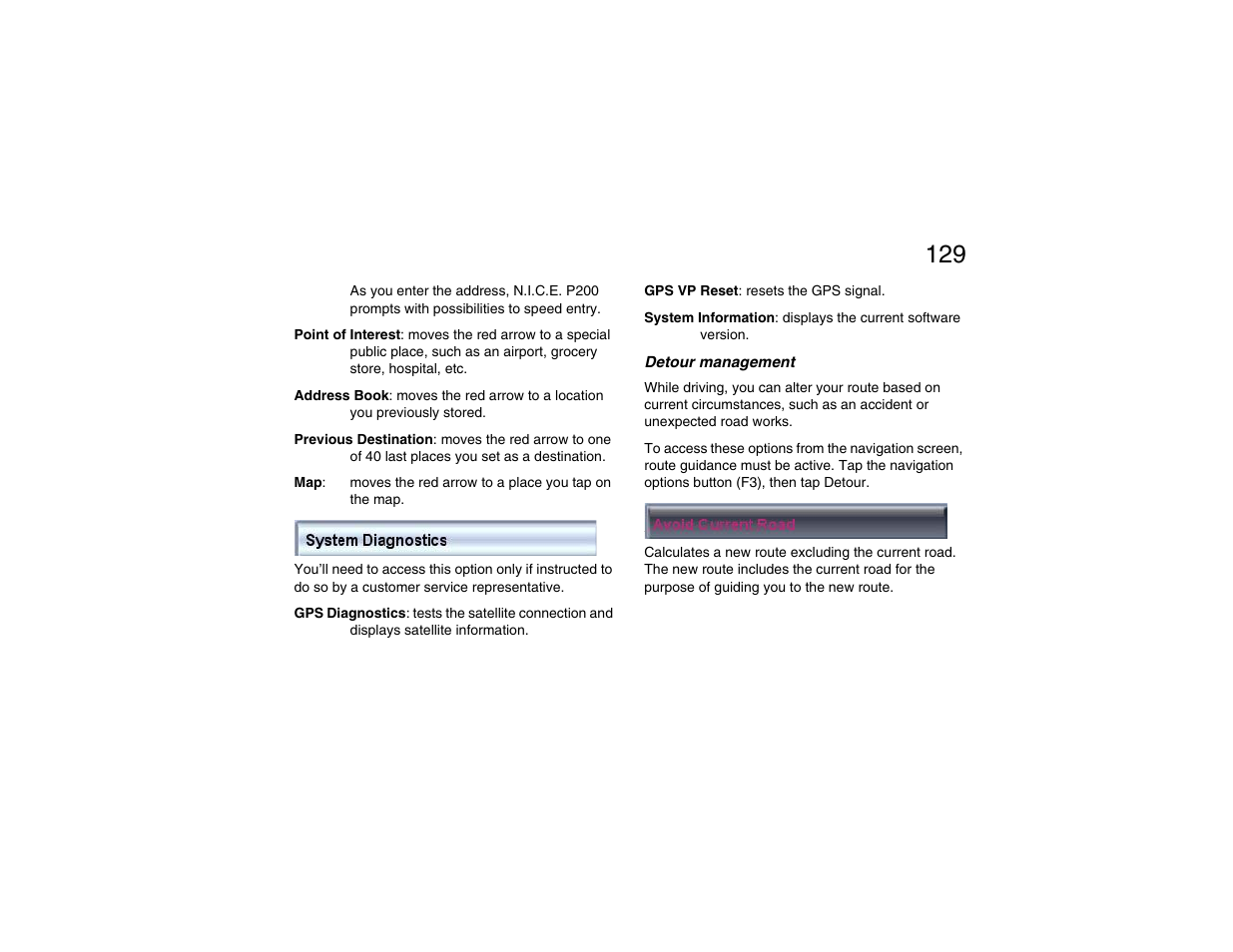 Detour management | Clarion P200 User Manual | Page 129 / 156