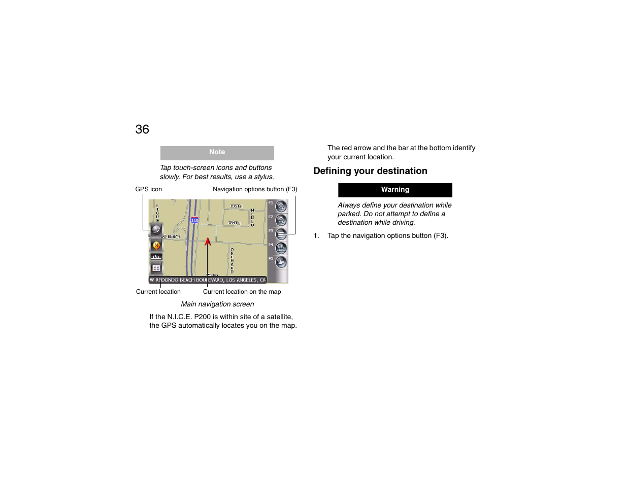 Defining your destination | Clarion P200 User Manual | Page 36 / 156