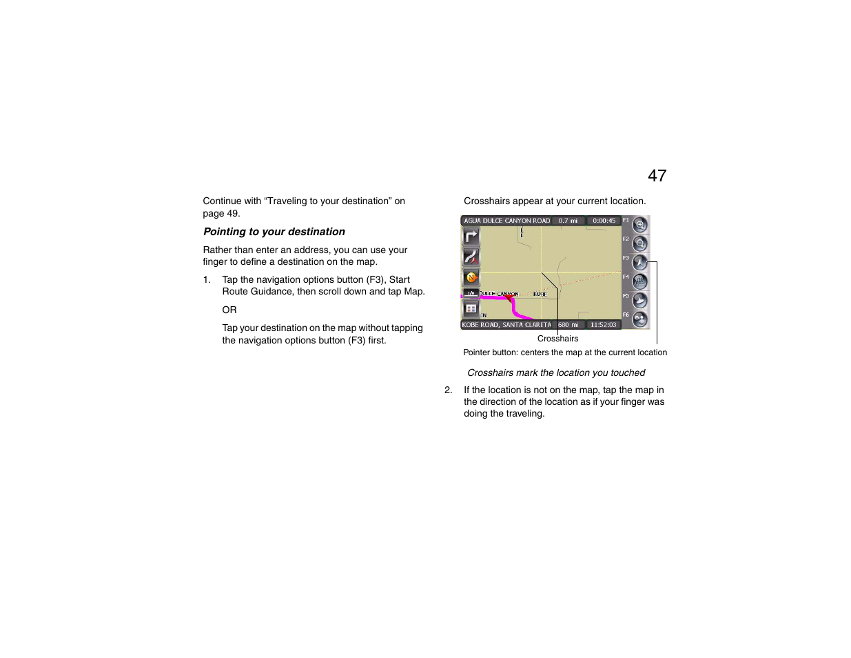 Pointing to your destination | Clarion P200 User Manual | Page 47 / 156