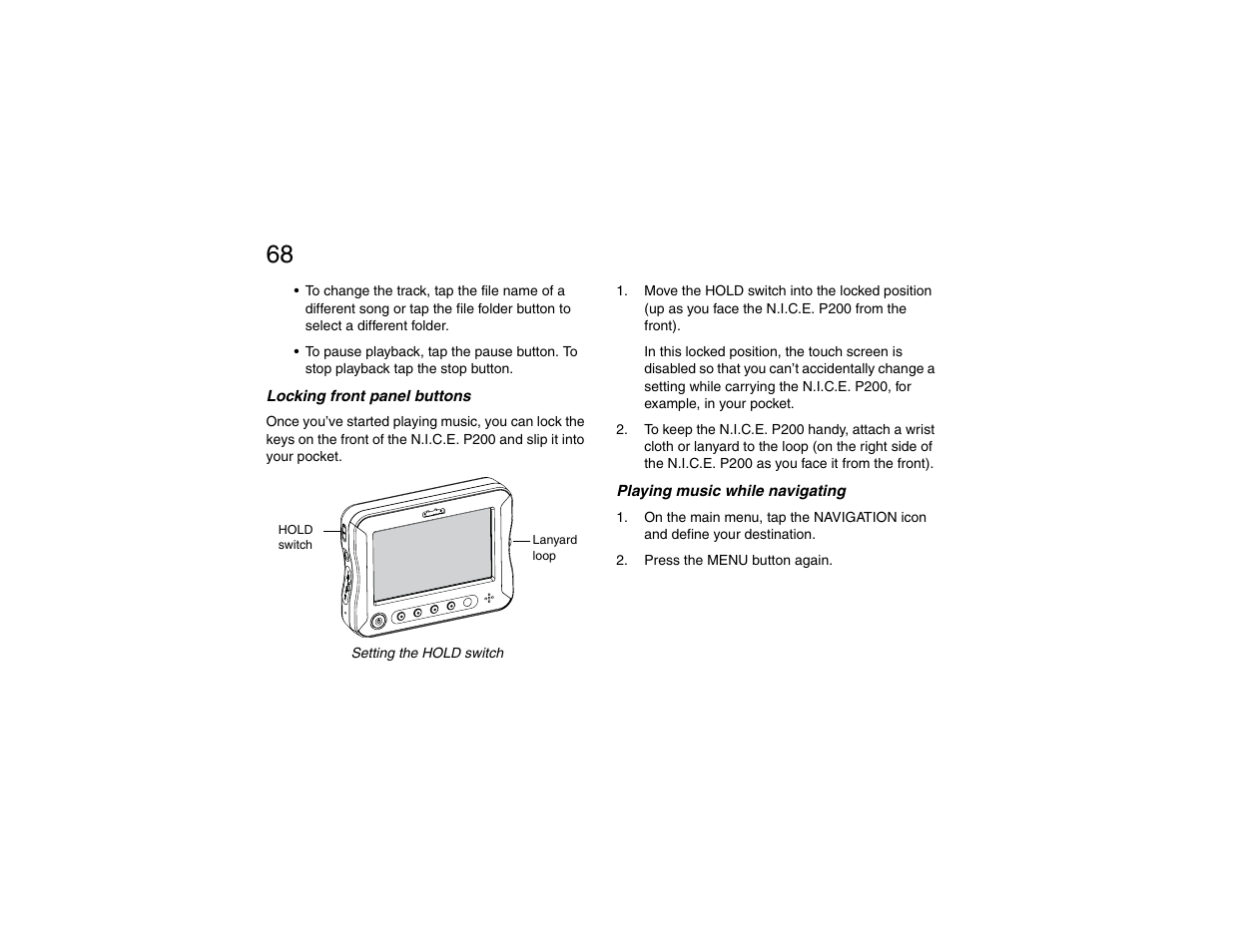 Locking front panel buttons, Playing music while navigating | Clarion P200 User Manual | Page 68 / 156