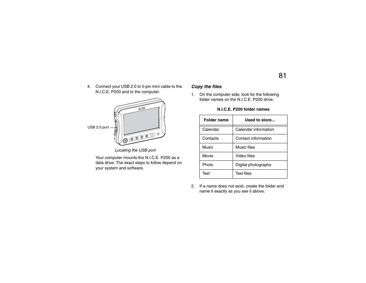 Copy the files, N.i.c.e. p200 | Clarion P200 User Manual | Page 81 / 156