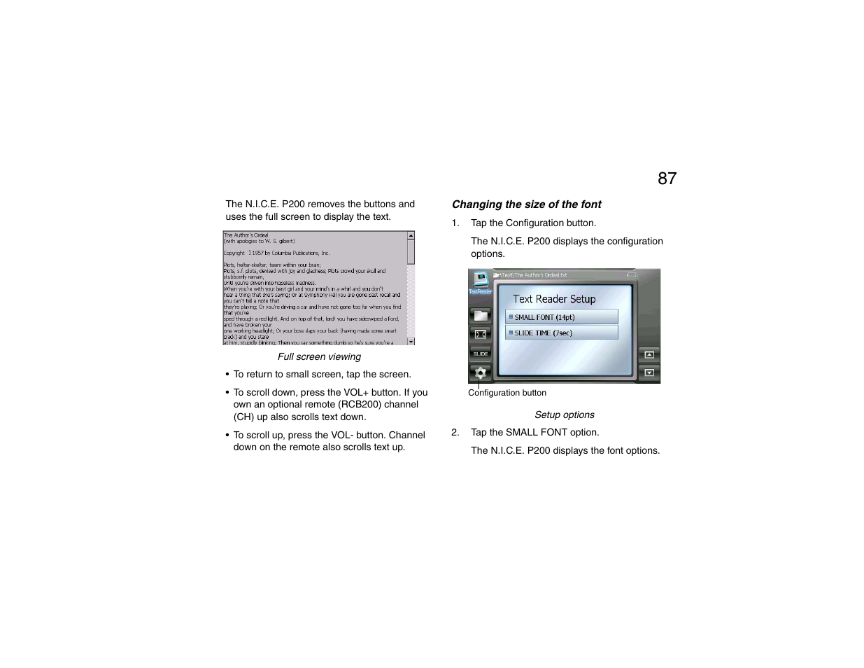 Changing the size of the font | Clarion P200 User Manual | Page 87 / 156