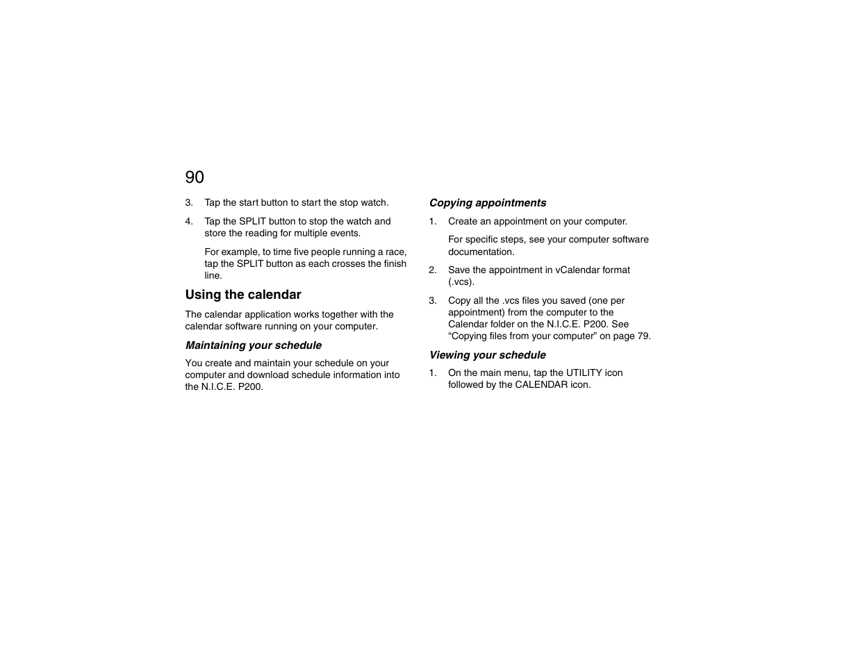 Using the calendar, Maintaining your schedule, Copying appointments | Viewing your schedule | Clarion P200 User Manual | Page 90 / 156