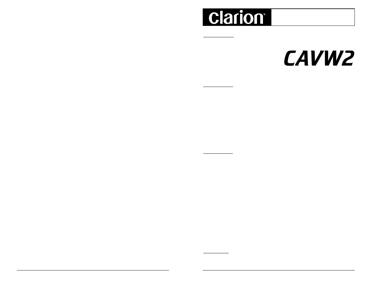 Clarion CAVW2 User Manual | 1 page