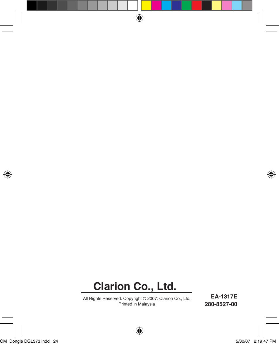 Clarion co., ltd | Clarion DGL373 User Manual | Page 24 / 24